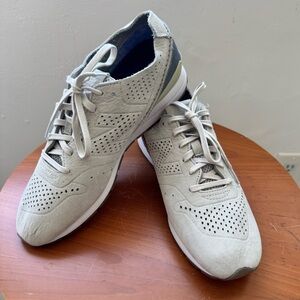 New Balance Gray and blue Suede Leather Men Sneakers, Size 9.5